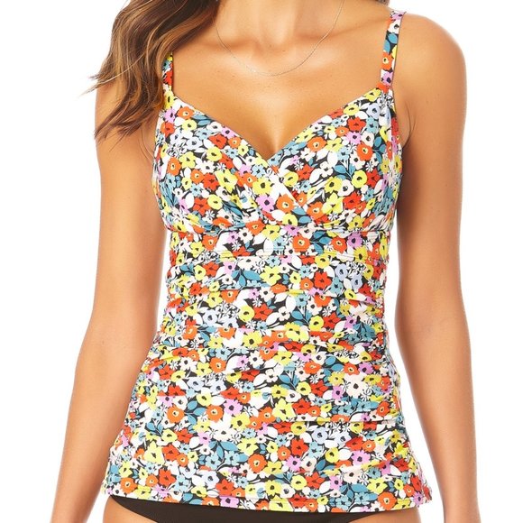 Anne Cole Ditsy Floral-Print Underwire Tankini Top - Picture 1 of 9